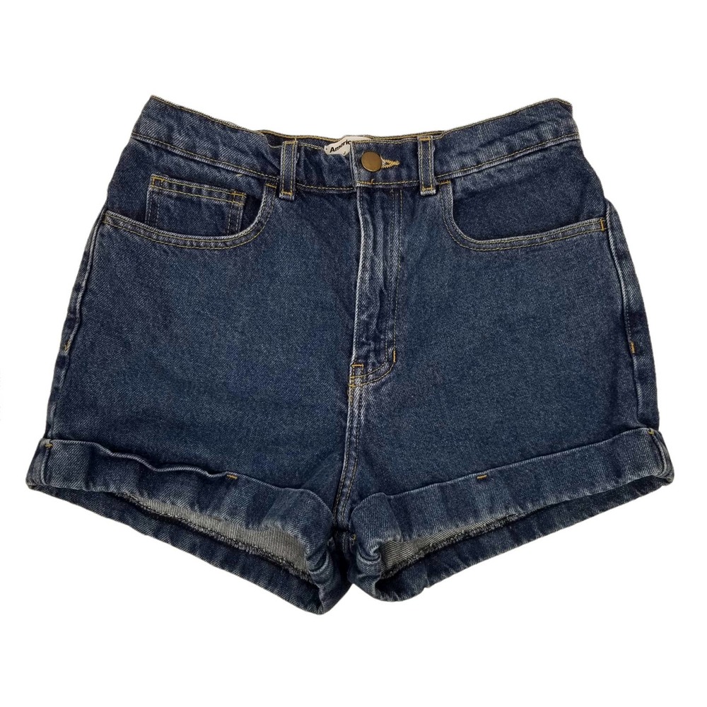 American Apparel High Rise Cuffed Denim Jean Shorts Size 28